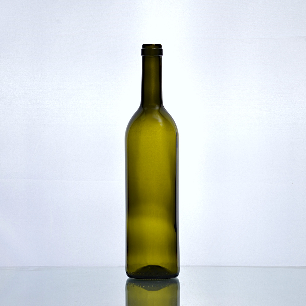 Bordeaux-Flasche 750 ml - Antikgrün - mit Bandmündung - WBORD014 - Flaschenbauer