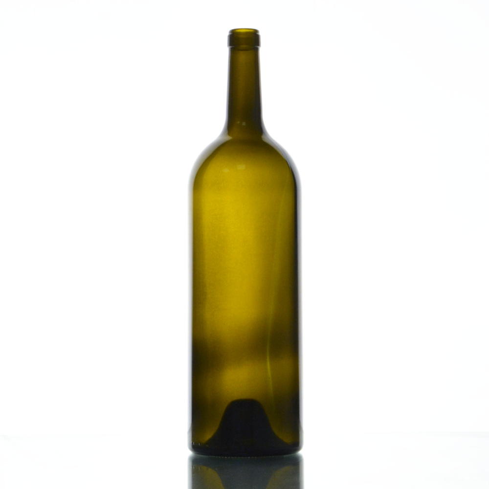 Bordeaux-Flasche 1,5 Liter - 1500 ml -Bandmündung - Antikgrün - WBORD017 - 01 - Weinflaschen - Flaschenbauer