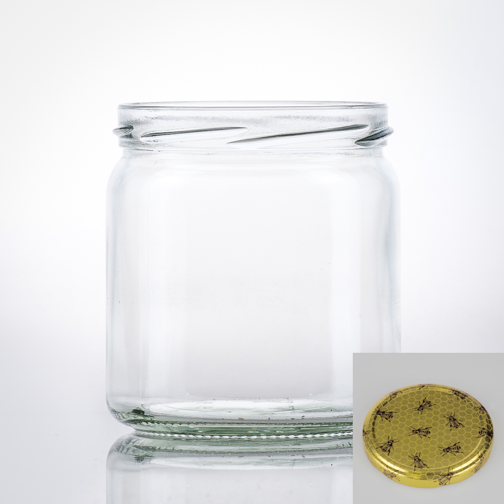 Set Honigglas 405 ml mit TO-Verschluss 82 mm Biene - BUNDGHONI406-VTO-Biene - 03 - Honiggläser - Flaschenbauer