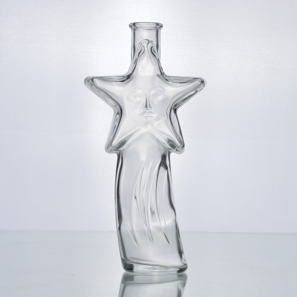 200 ml Motiv-Flasche Stella Comet mit Gesicht - Weihnachtliche Glasflasche für Likör, Spirituosen, Sirup - 01 - Flaschenbauer
