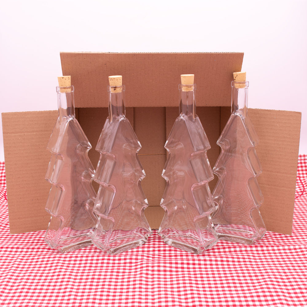 Flasche Tannenbaum 500 ml im 4er Weihnachtsset mit Korken günstig kaufen - Motivflaschen - Flaschenbauer