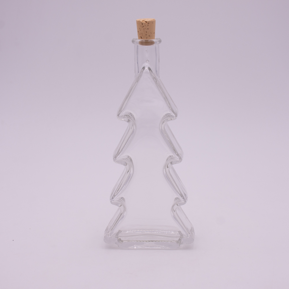 8 er Weihnachtsset - Flasche Tannenbaum 200 ml mit Korken - BUNDSTANN200-8 - 03 - Flaschenbauer