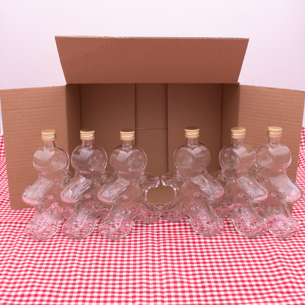 6er Flaschen-Set Gingerbread - Lebkuchenmann 250 ml mit Verschlüssen - BUNDSGINGER025-6 - 01 - Flaschenbauer