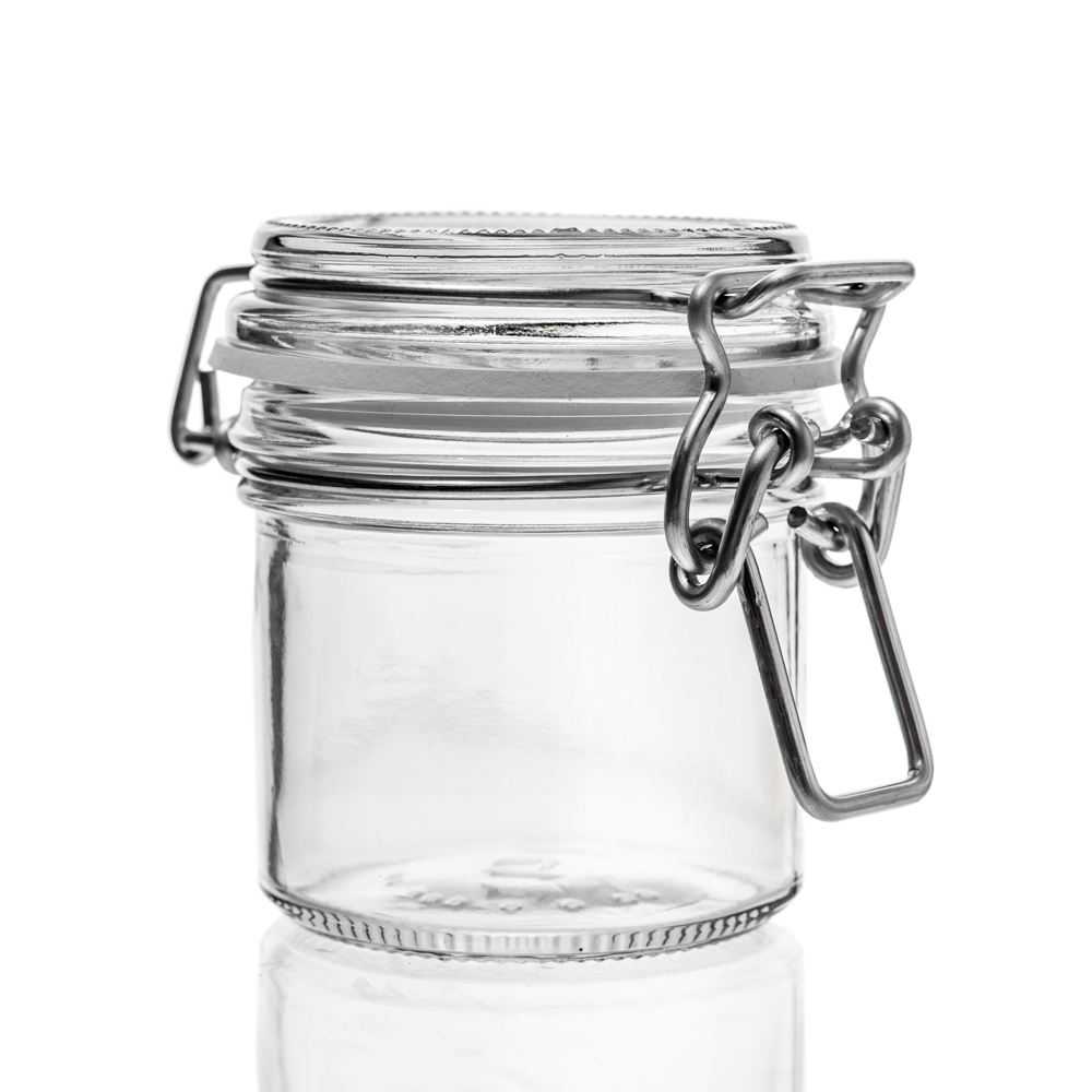 Drahtbügelglas 125 ml mit weißem Gummiring - GDRAH125W - 01 - Drahtbügelgläser - Flaschenbauer