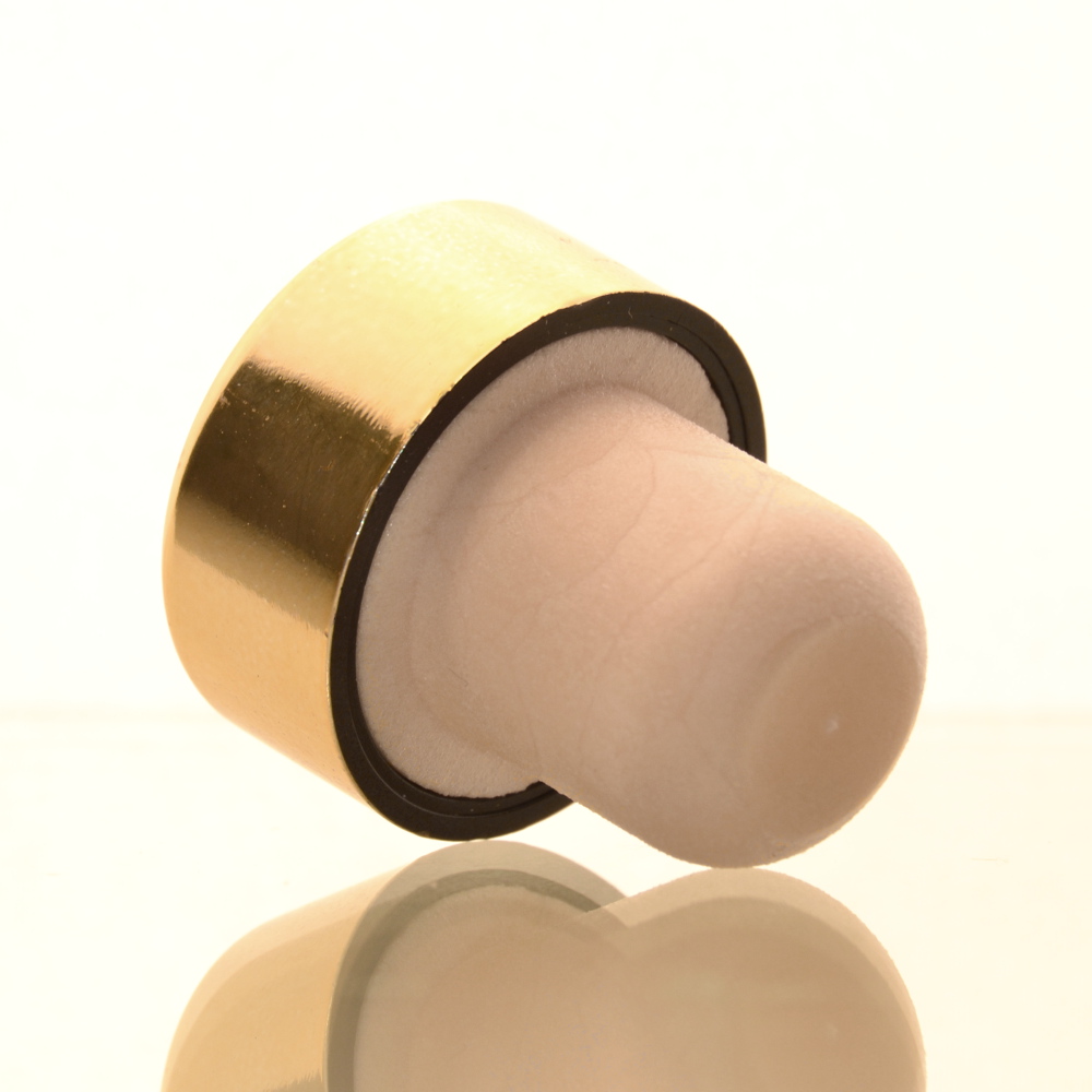 Vollkunststoff-Griffkorken 19 mm mit Kappe in der Farbe Gold - Flaschenbauer