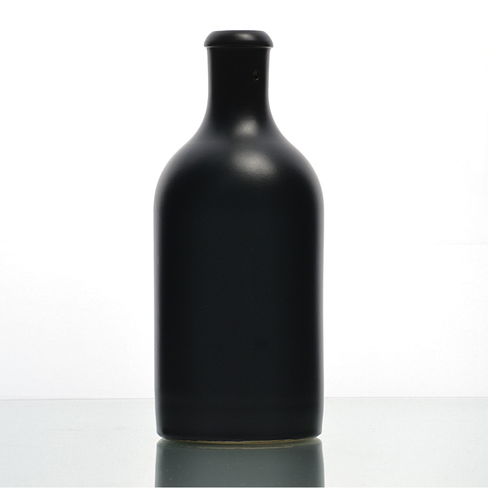 Tonkrug 0,5 l schwarz-matt Lochmündung Bügelverschluss - 01 - Tonkrüge - Flaschenbauer