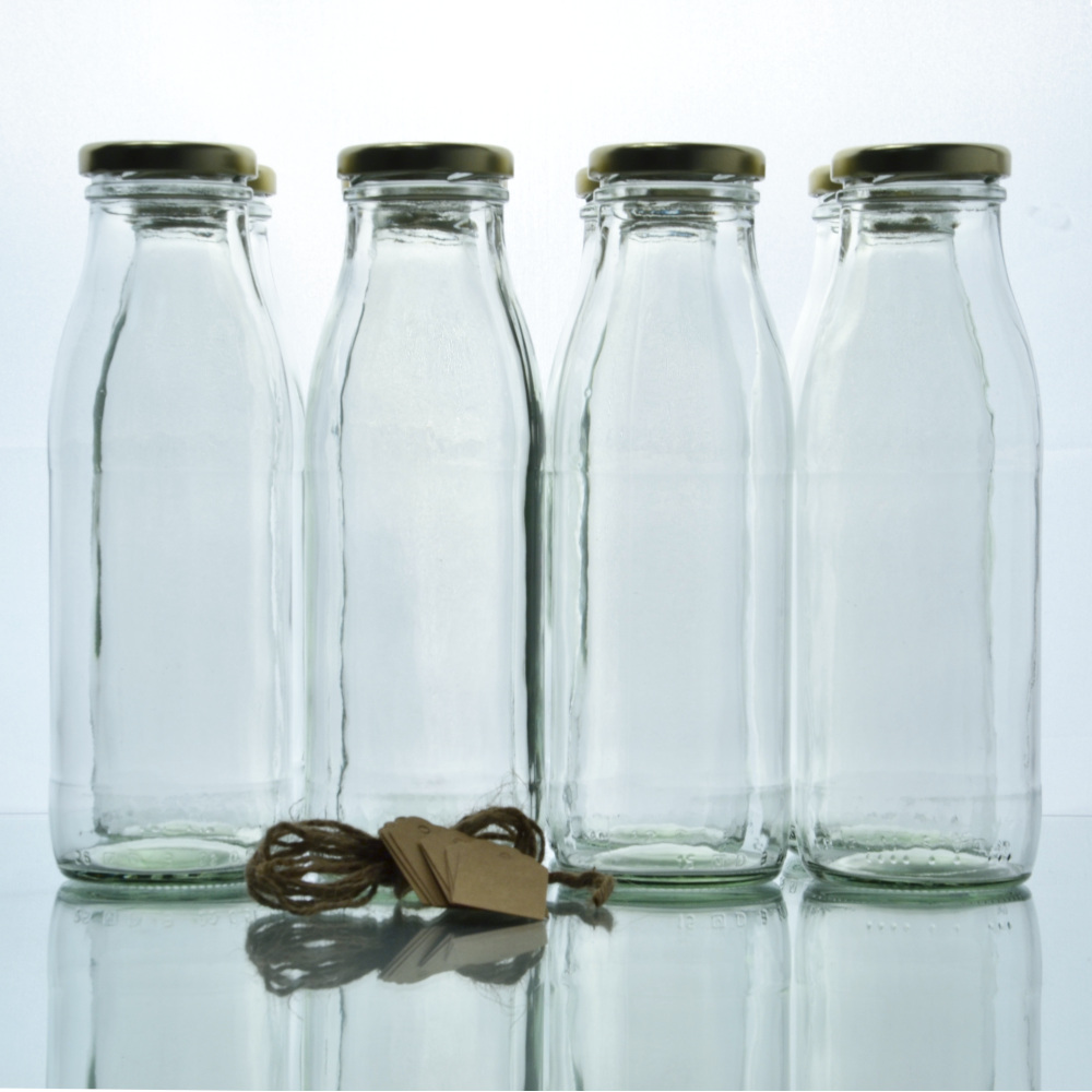 Milchflasche 500 ml inkl, TO-Deckel GOLD und Etiketten - BUNDMILCH002-01 - 001 - Flaschenbauer