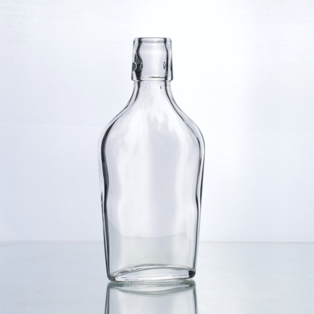 Taschenflasche 0,2 l flach Lochmüdung Bügelflasche - 002 - 200 ml Flachmann-Flasche - Flaschenbauer