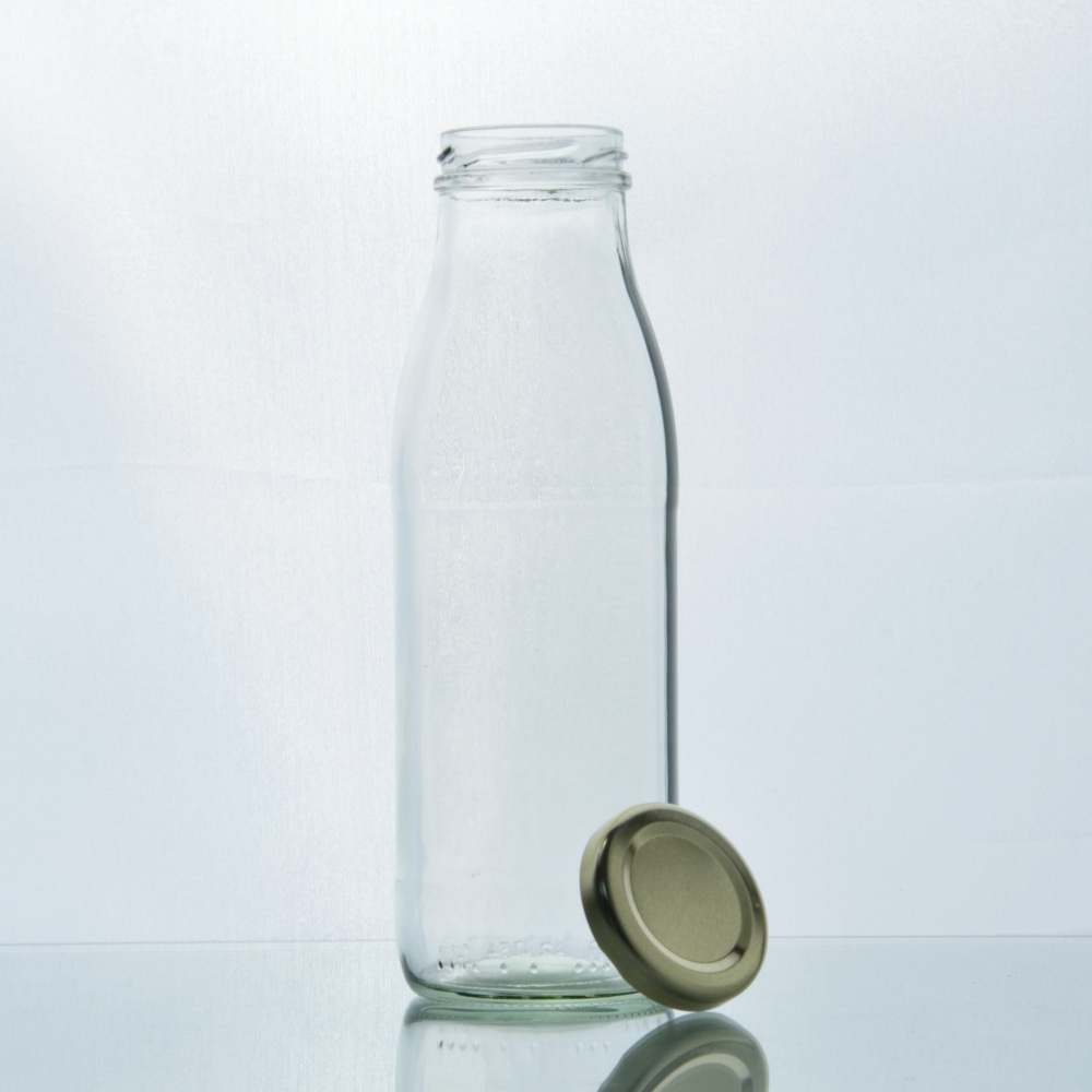 Milchflasche 500 ml inkl, TO-Deckel GOLD und Etiketten - BUNDMILCH002-01 - 003 - Flaschenbauer