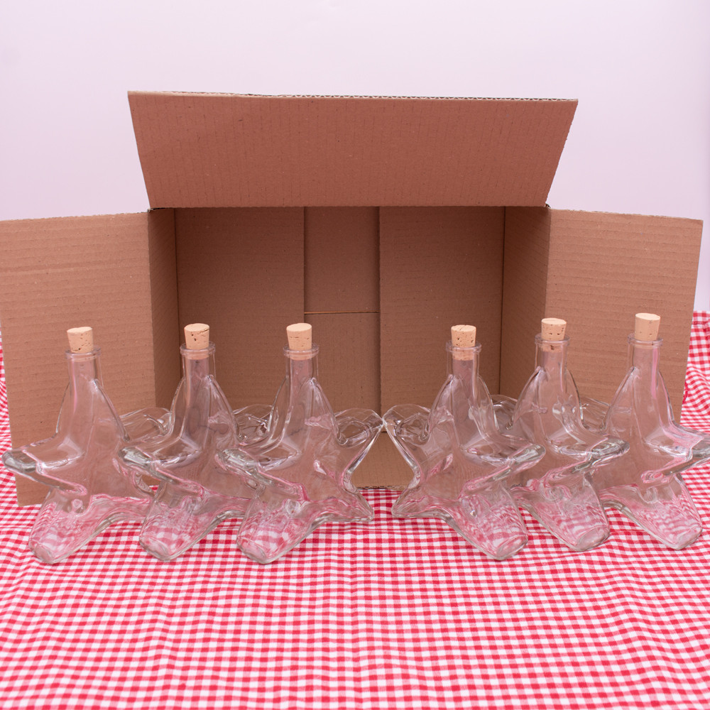 Flasche Stern 200 ml im 6er Weihnachtsset mit Korken günstig kaufen - Motivflaschen - Flaschenbauer
