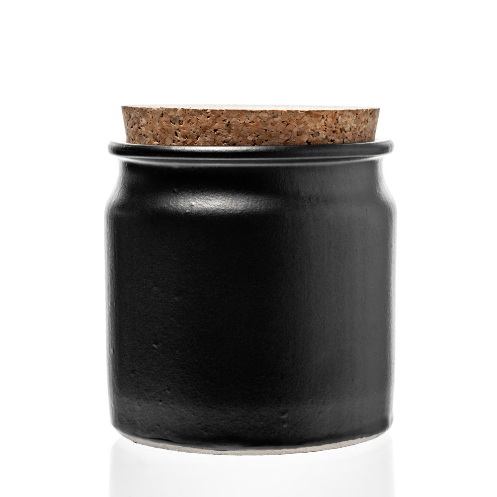 Tontöpfchen 160 ml schwarz-matt -mit Korken - STONTO053 - 001 - Flaschenbauer