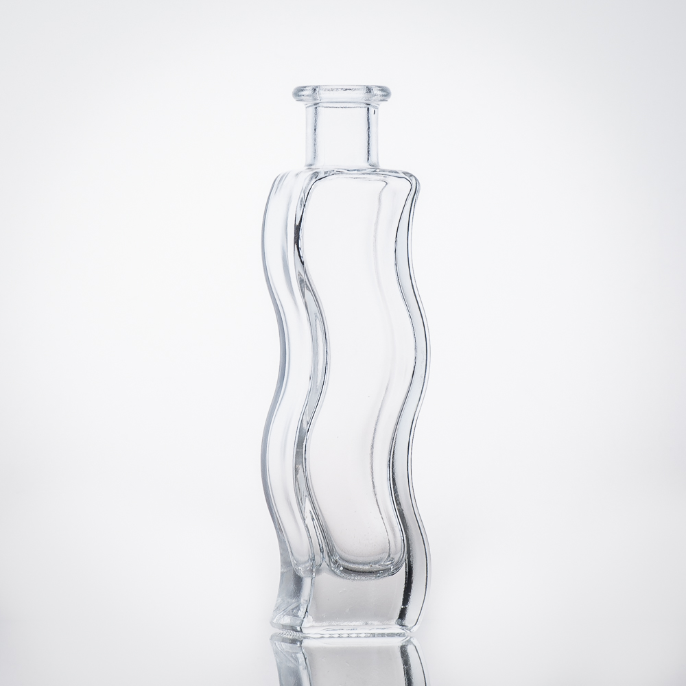 Flasche 100 ml - Welle weiß 0,1 l 16 mm Korkmündung - kleine Spirituosenflasche - Flaschenbauer