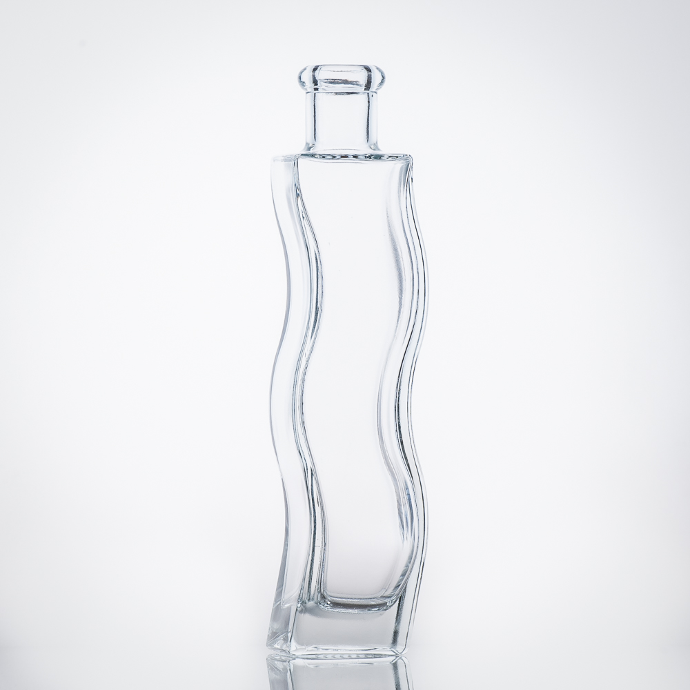 Flasche 200 ml Welle weiß 0,2 l  19 mm - SWELL001 - 01 - Kleine Motiv-Spirituosenflasche - Flaschenbauer