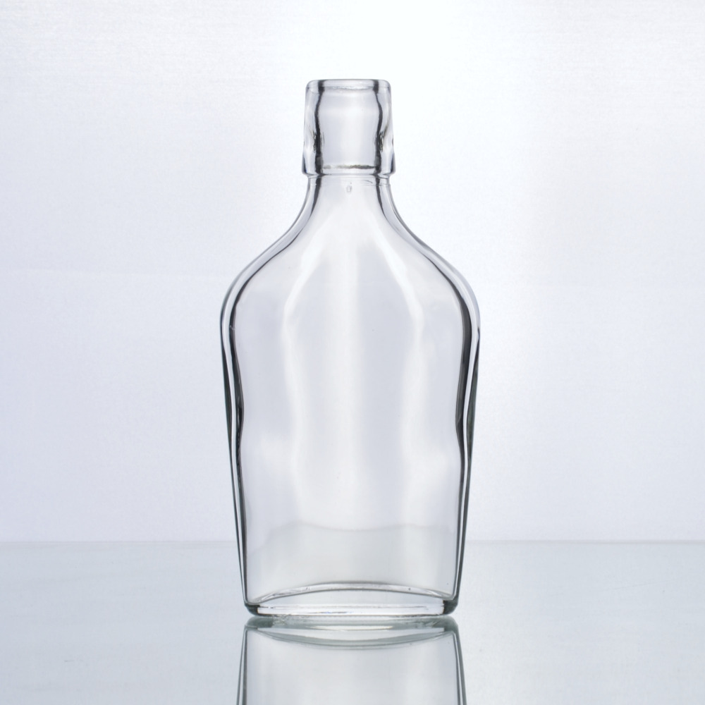 Taschenflasche 0,2 l flach Lochmüdung Bügelflasche - 001 - 200 ml Flachmann-Flasche - Flaschenbauer