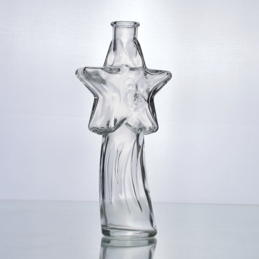 200 ml Motiv-Flasche Stella Comet mit Gesicht - Weihnachtliche Glasflasche für Likör, Spirituosen, Sirup - 02 - Flaschenbauer